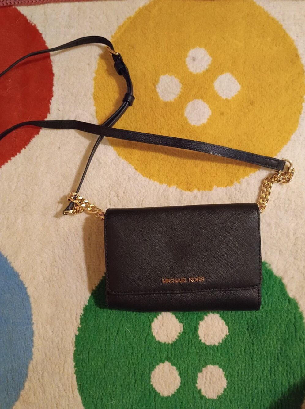 Michael Kors Black Leather Crossbody Wallet